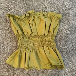 Ruffled Olive Green Smocked Tube Top